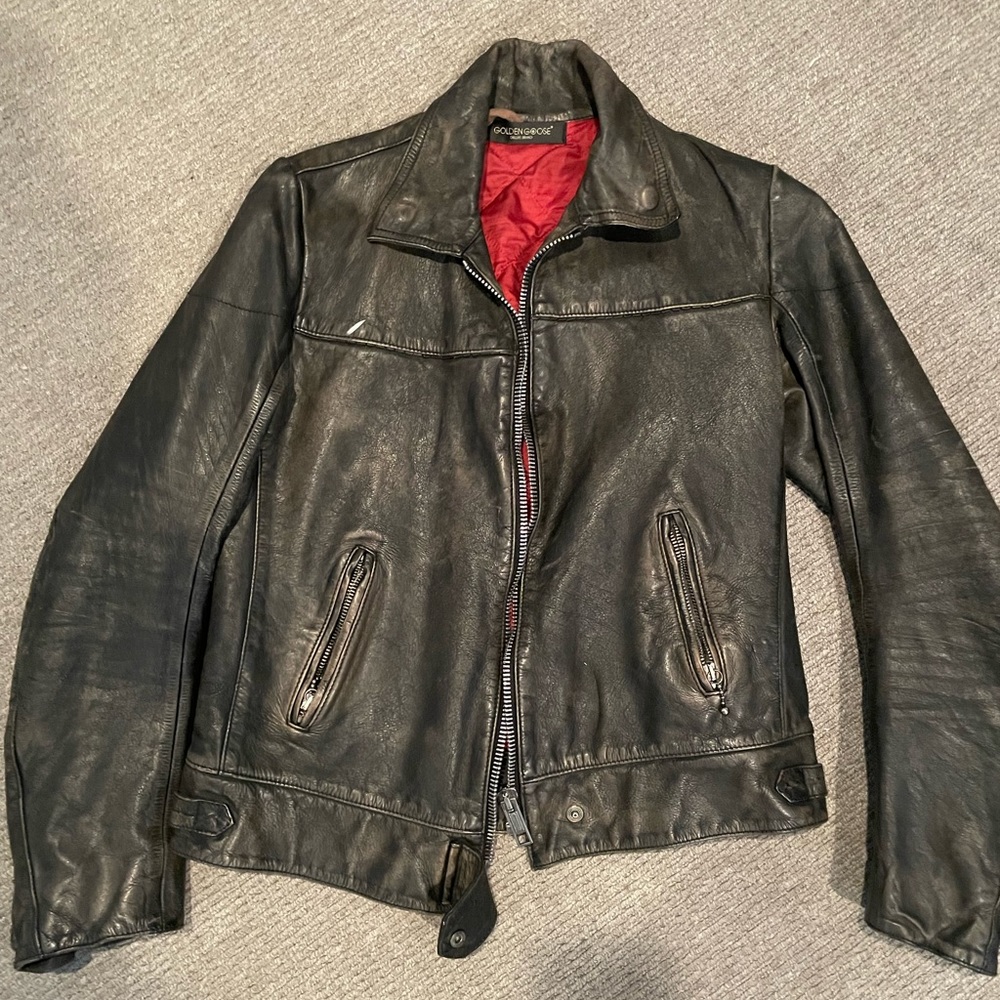 CLASSIC LUXE vintage leather motorcycle Sz 8-10/ M by Italian label Golden Goose - Picture 2 of 9